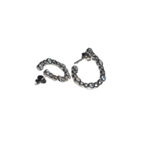 Icy Bound 925 sterling silver women’s hoop earrings with bezel-set crystals, modern elegant sparkling jewelry