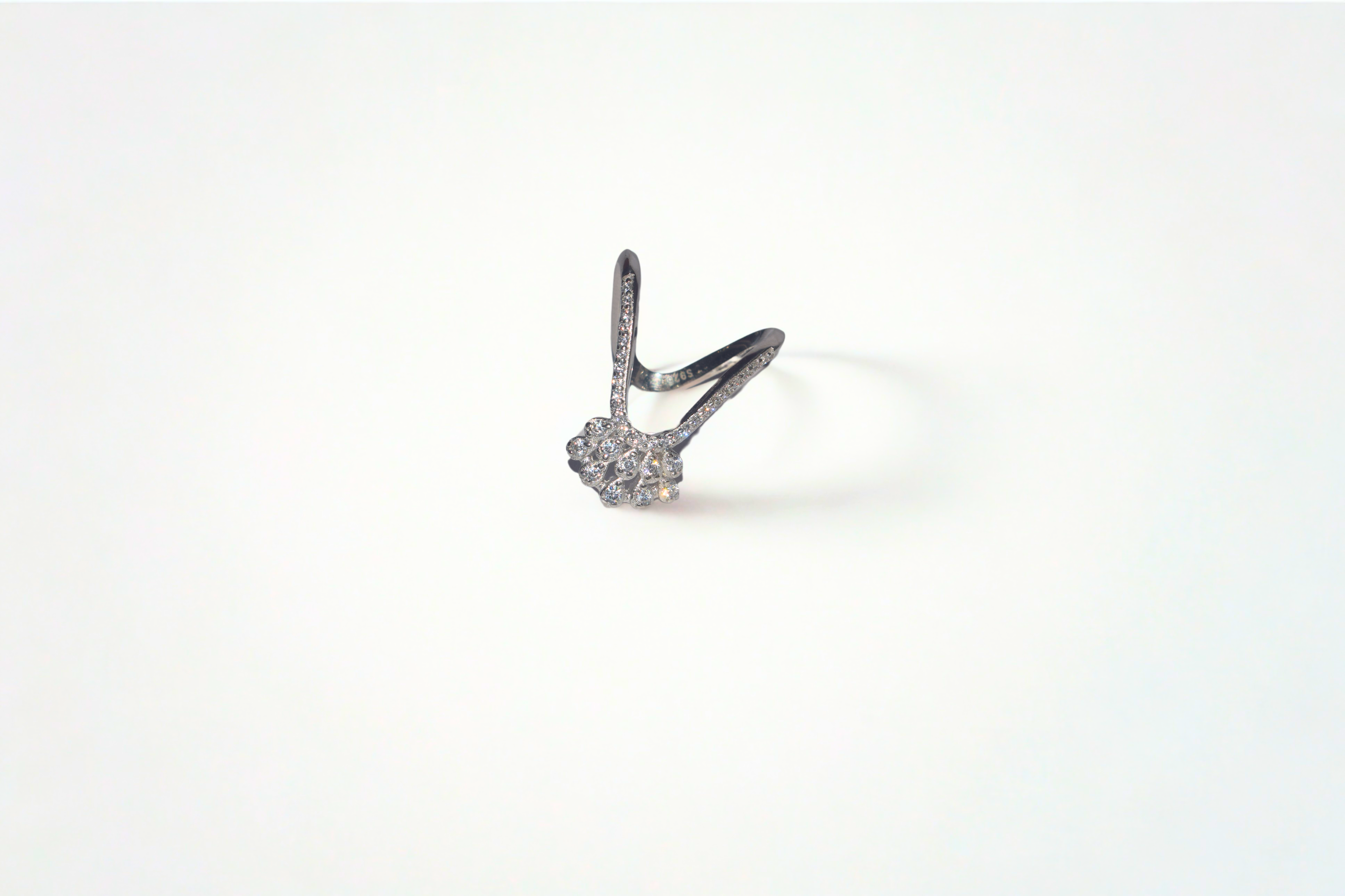 Silver Song 925 sterling silver ring with floral cluster design and cubic zirconia stones, elegant women’s fashion and engagement jewelry