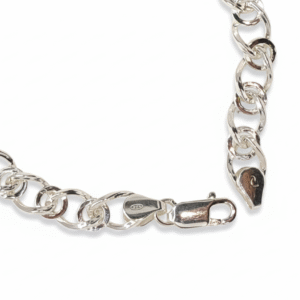Classic heavy gauge 925 silver Rolo link bracelet with lobster clasp.