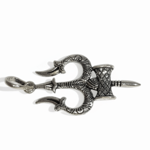 925 Sterling Silver Oxidized Tandav Amulet Pendant and Keyring featuring Trishul and Damaru Symbols