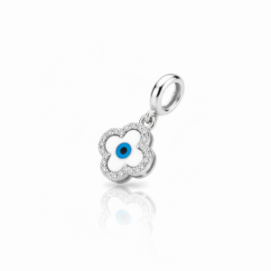 925 Sterling Silver Evil Eye Clover Charm Pendant for Women, The Aegis Clover White Enamel Protection Jewelry