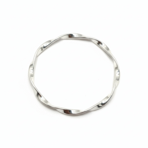 The Twisted Tempo 925 Sterling Silver Unisex Kada, close-up centered view by Madhisha Silvers.