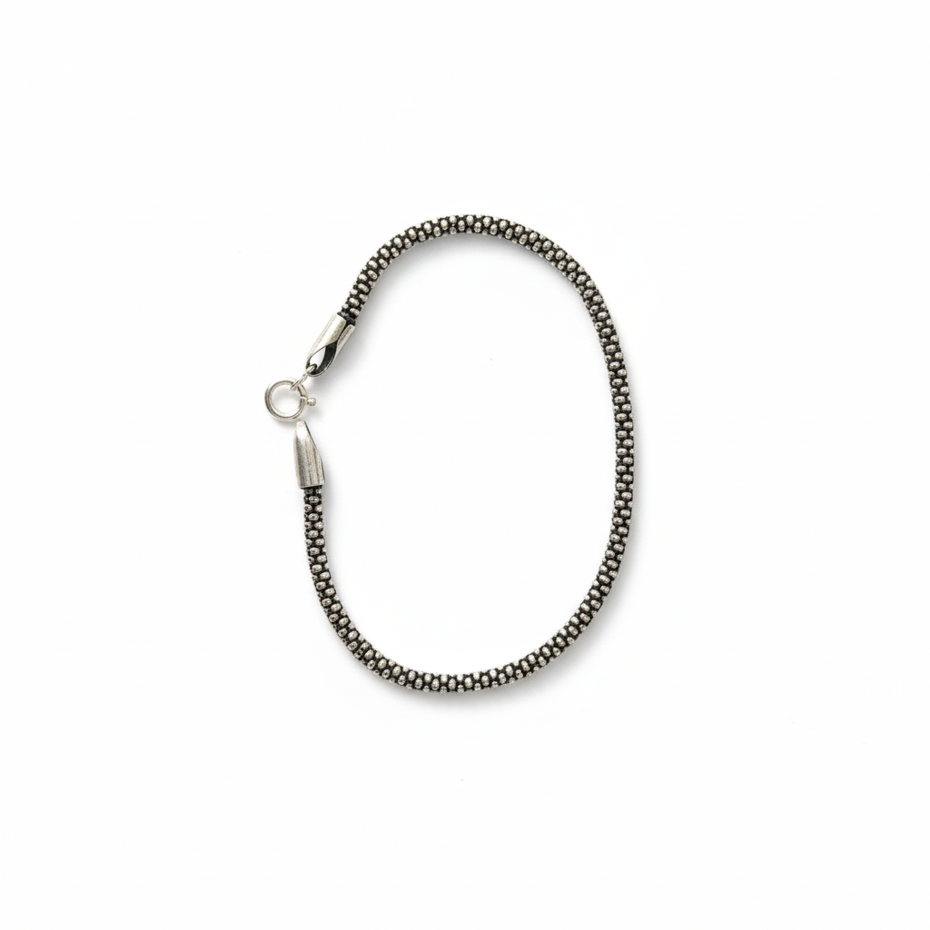 925 Sterling Silver Silver Foxtail woven mesh chain bracelet, unisex.