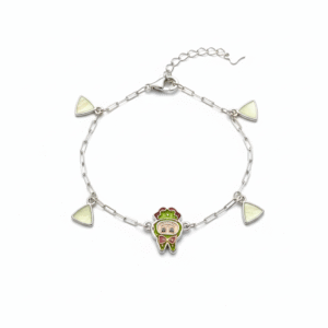 Green Sprout 925 sterling silver baby bracelet with cute enamel charm and adjustable chain by Madhisha Silvers.