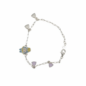 Purple Sprout 925 sterling silver baby bracelet with cute purple enamel charm and adjustable chain by Madhisha Silvers.