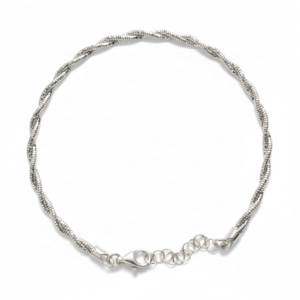 925 Sterling Silver twisted rope chain kada bracelet "Silver Spiral".