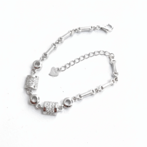 Icon Duo Link silver bracelet featuring bar links and zircon studded charms