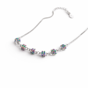 Rainbow Bloomé 925 sterling silver bracelet with multicolor floral charms