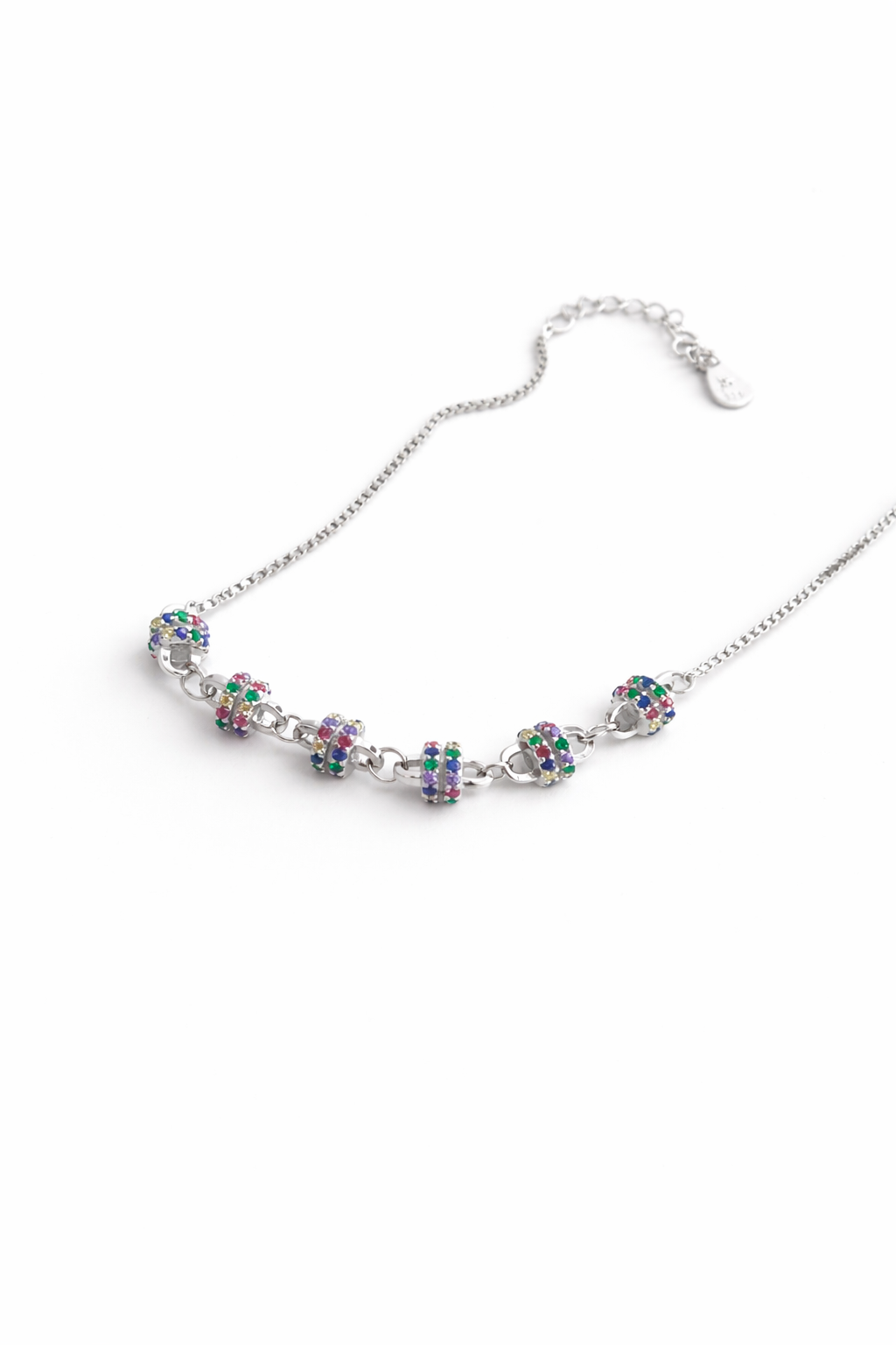 Rainbow Bloomé 925 sterling silver bracelet with multicolor floral charms