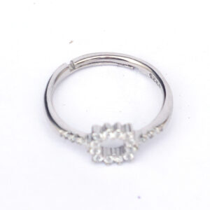 Minimal sterling silver halo ring for women Radiant Circle design