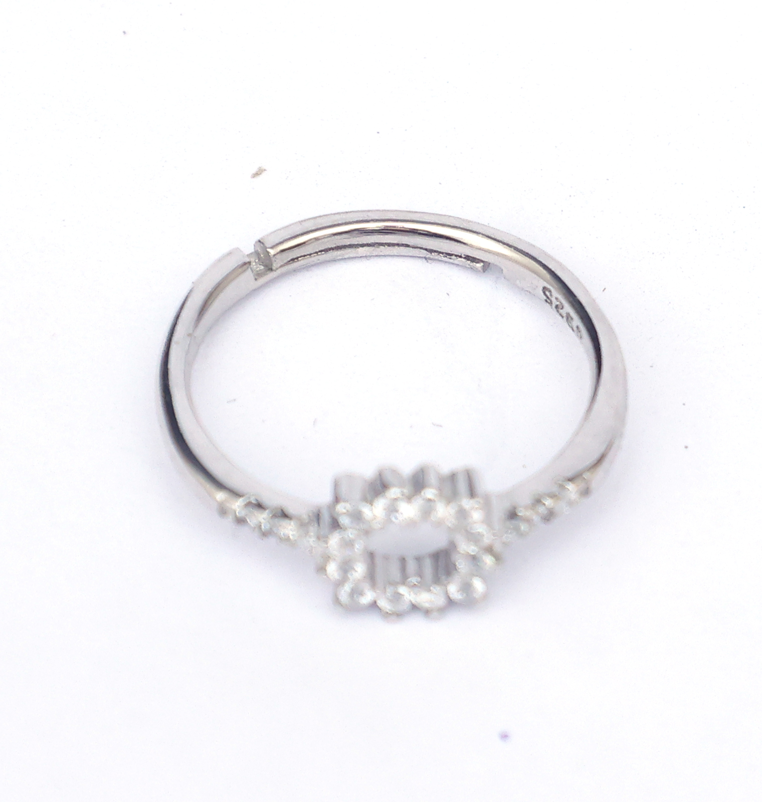 Minimal sterling silver halo ring for women Radiant Circle design