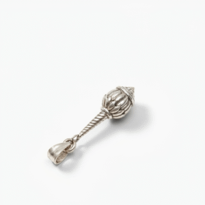 Top-down view of the 925 silver spiritual weapon mace pendant highlighting the sturdy bail attachment.