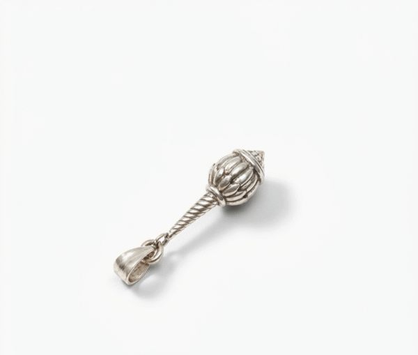 Top-down view of the 925 silver spiritual weapon mace pendant highlighting the sturdy bail attachment.