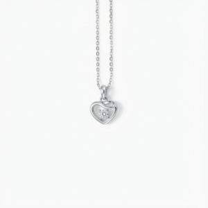 Close-up of Heart of Grace 925 Sterling Silver Heart Pendant featuring brilliant Cubic Zirconia stone