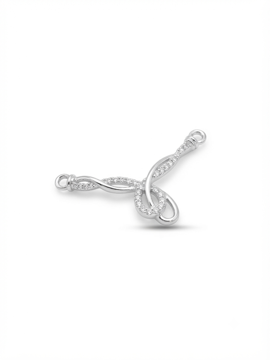 Side view of dual loop attachment rings on 925 sterling silver CZ pendantImage 5Festive Gift Box ViewMadhisha 925 sterling silver twisted swirl pendant presented in luxury gift box