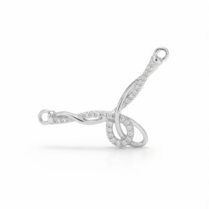 Madhisha 925 sterling silver twisted ribbon CZ pendant with side loops on white background