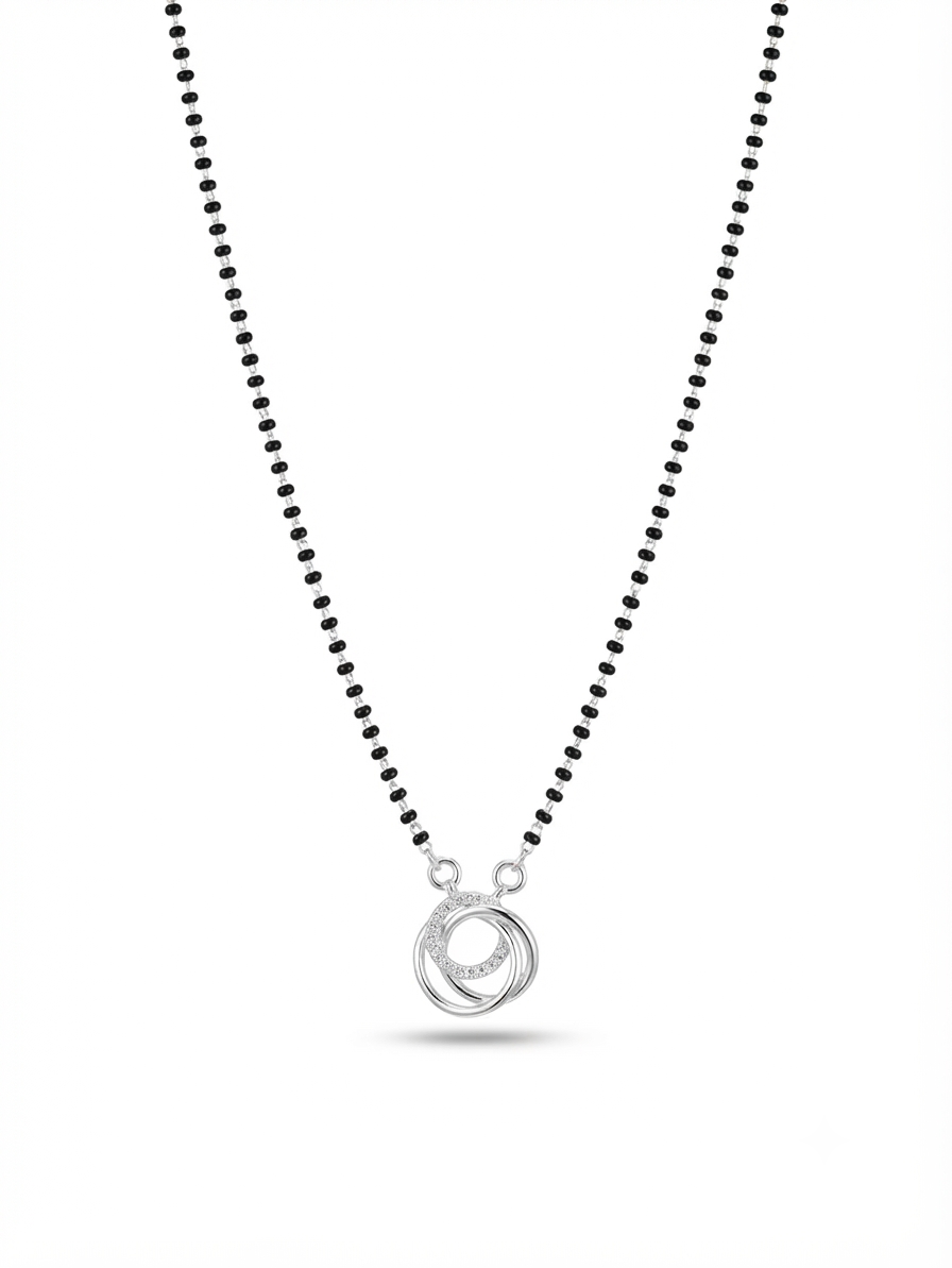 Madhisha Interlocking Circles 925 Sterling Silver CZ Mangalsutra - Image 2