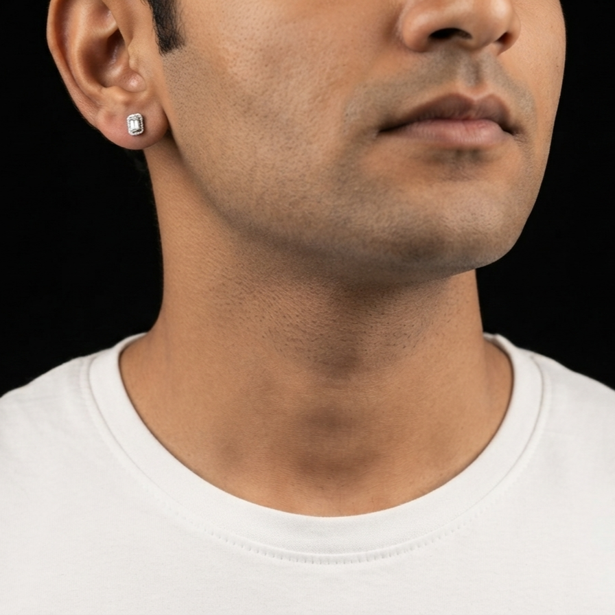 Regal React | 925 Sterling Silver Unisex Earrings on a model