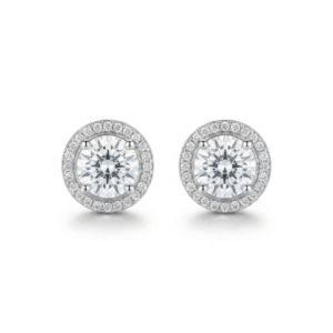 Regal Circ 925 Sterling Silver Unisex Halo Stud Earrings with Round Cut Cubic Zirconia