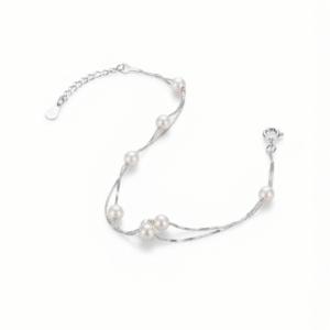 Madhisha Triple Strand Pearl 925 Sterling Silver Bracelet with elegant pearl accents and adjustable chain