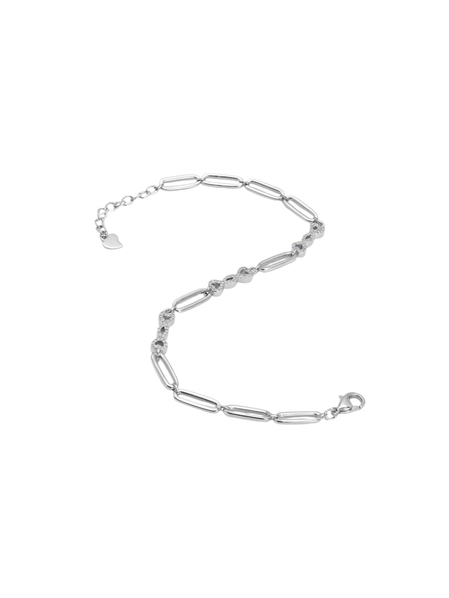 Heartline 925 sterling silver bracelet with heart detailing close up