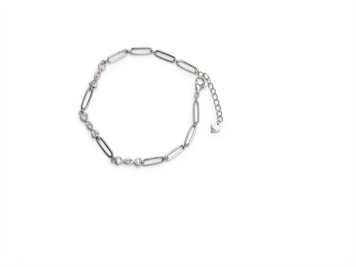 Heartline 925 925 sterling silver heart link bracelet by Madhisha Silvers