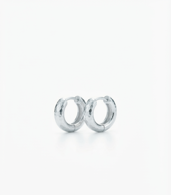 Modern 925 Sterling Silver Unisex Hammered Hoop Earrings for Everyday Wear