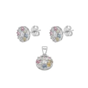 Glimmer Flora 925 sterling silver floral earrings with sparkling stone detailing