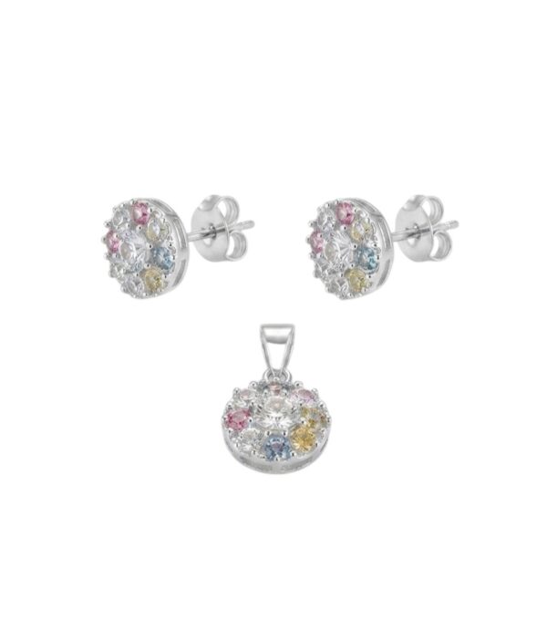 Glimmer Flora 925 sterling silver floral earrings with sparkling stone detailing