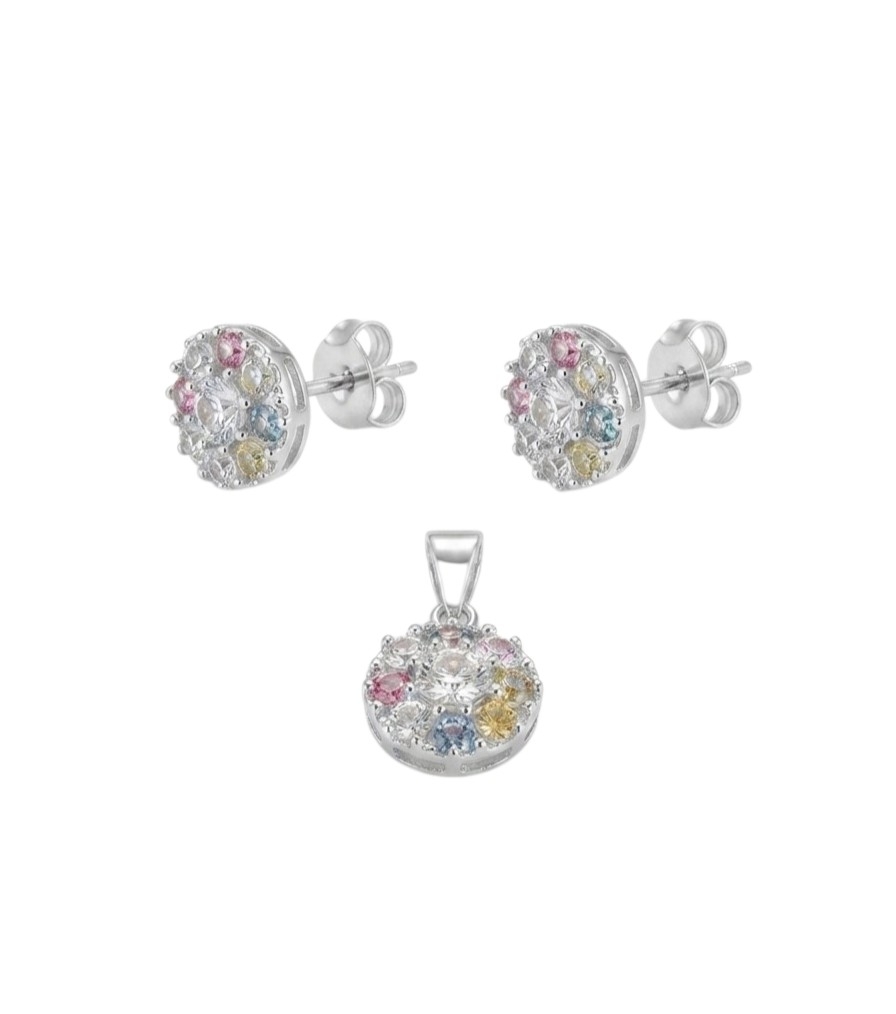 Glimmer Flora 925 sterling silver floral earrings with sparkling stone detailing