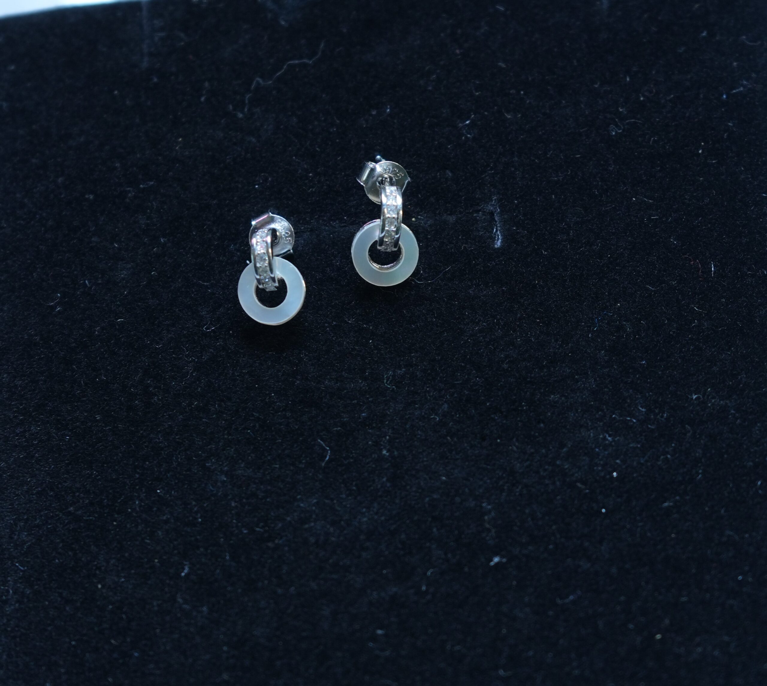 Premium Hallmarked 925 Sterling Silver Disc Earrings with Cubic Zirconia Hoop