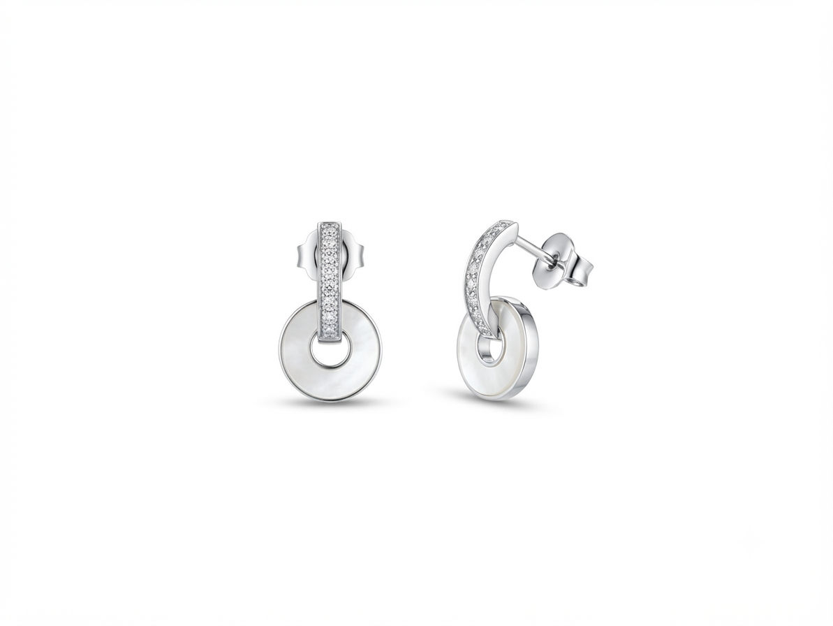Orbit Disc 925 Hallmarked Sterling Silver Unisex Earrings with Minimalist Disc Design