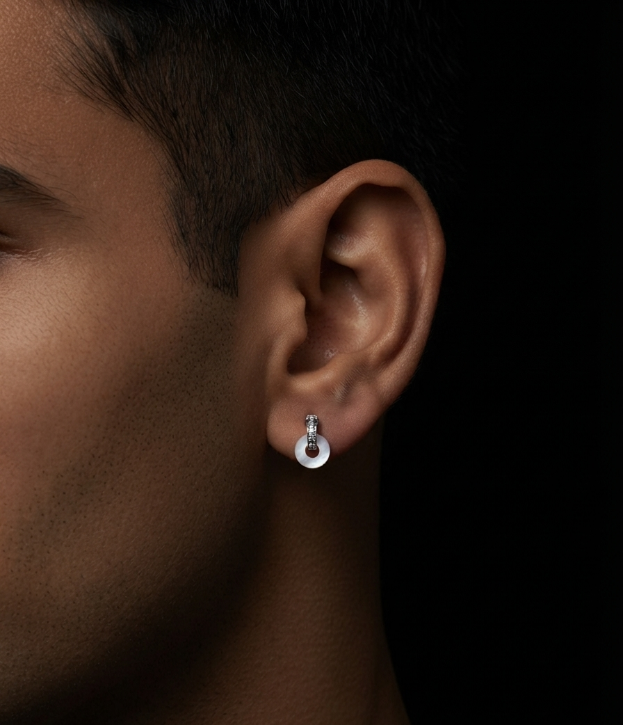 Modern 925 Sterling Silver Unisex Disc Hoop Earrings by Madhisha
