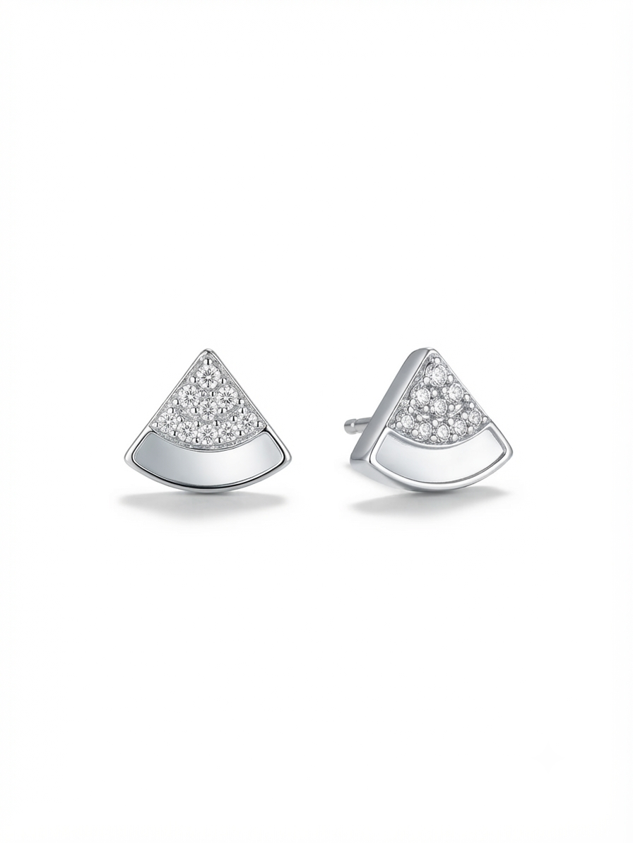 Vertex Glow 925 Hallmarked Sterling Silver Unisex Triangle Stud Earrings