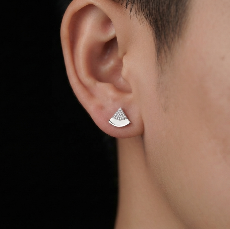 Premium Hallmarked 925 Sterling Silver Triangle Earrings Close-Up
